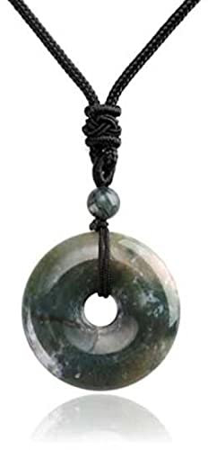 SHOUKAII 30 mm Kreis-Kristall-Quarz-Halskette, Amethyst-Stein, grüner Aventurin(Indian Agate)