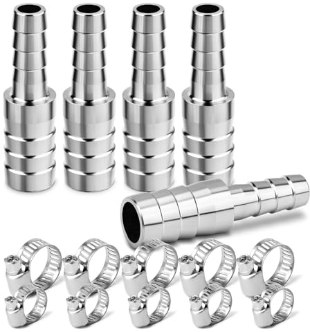 ERGAOBOY 5 st 304 rostfritt stål 13 mm till 8 mm reducerande slangadapter Barb Splicer Union Mender kylmedel intercooler luft flytande vattenanslutning