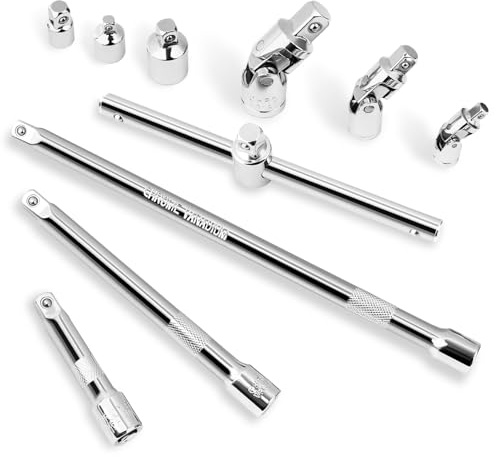 Impact Socket Extension Bar Set 10Pcs 3/8” Drive Extensions Socket Tool | Hakkin Impact Adapter Set with Universal Joint for Electric Wrench, Ratchet Wrench