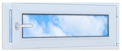 LORAC | Finestra in PVC bianca 1000x400 mm, DIN destra, ribaltabile e a sporgere, vetro doppio, a risparmio energetico – Finestra con certificazione CE per cantina e abitazione