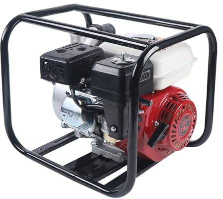 Benzin Wasserpumpe, 4-Takt 6.5 HP Heavy-Duty Gartenpumpe Schmutzwasserpumpe mit 4-Takt-Motor, Wasser Transferpumpe mit 28 M Pumpenlift für die Entwässerung Bewässerung Drainage