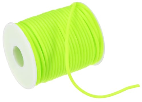 M METERXITY Cordón De Goma Tubo Hueco 27.3 Yardas 3mm Cuerda Elástica con Agujero De 1.5mm Cordones Elásticos para Barbería para Fabricación De Joyas/Collares/Pulseras [Verde Amarillento]