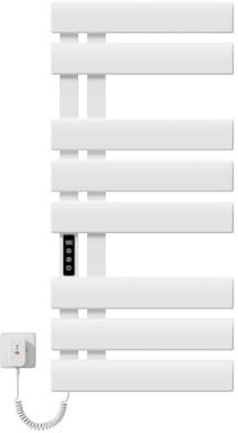 EMKE Elektrischer Badheizkörper 850x400 mm, Handtuchwärmer mit WiFi-App-Steuerung, Timer & Thermostat, Handtuchheizkörper zur Wandmontage, 230 Watt, IPX5, Weiß