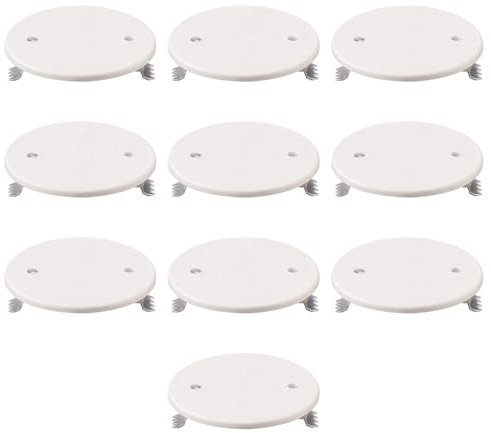 Confezione da 10 coperchi diametro 60mm, tondo, rotondo, bianco RAL9001, ricambio per scatola di derivazione, cassetta a parete per impianto elettrico, viti in acciaio incluse, ganci di fissaggio