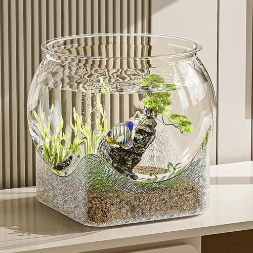 Clear Aquarium Betta Fish Tank, PET Fish Bowl, Unbreakable Globe Transparent Turtle Tank, Bowl Vase Small Desktop Aquarium For Betta Turtle
