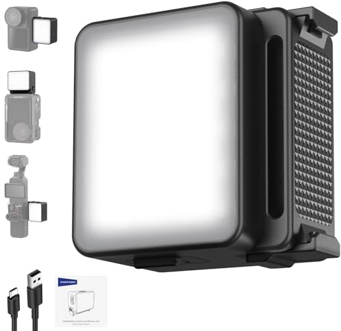 NEEWER Basics M20 Magnetic LED Camera Light Compatible with DJI OSMO Nano Action 3 4 5 Pro Cage NEEWER AC009 PRO Pocket 3 Accessories Expansion Adapter, Plastic Mini Fill Light Attachment 5600K CRI95+