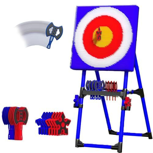 Hand Axe and Dart Throwing Set with Metal Frame and Foldable Storage, Includes 8 Axes & 8 Darts for Backyard, Garden Party Games for Adults