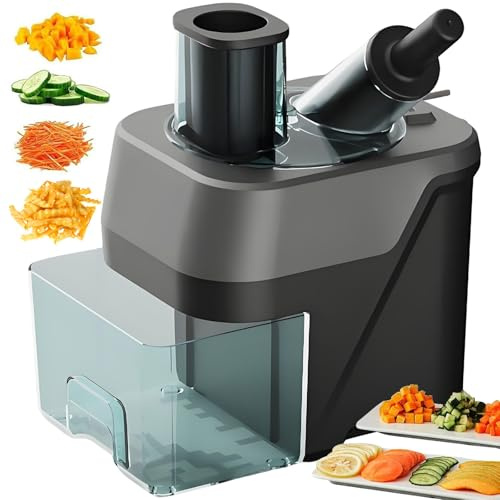 AUTUMFLATGAO Cortadora Y Trituradora De Verduras Eléctrica 4 En 1, Multifuncional Rallador De Verduras, Cortadora Automática De Frutas Y Verduras para Uso Comercial Y Doméstico, con 4 Cuchillas