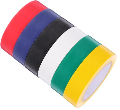 MAGICLULU 6 rollos Cinta Aislante Eléctrica Interior Colores Vibrantes Resistente Altas Temperaturas PVC para Cables y Automoción Pack
