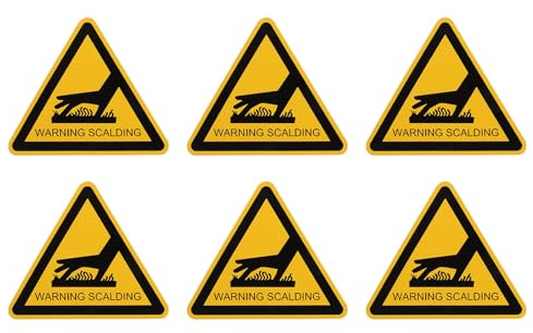Ipetboom Adesivi di Avvertimento Autoadesivi per Sicurezza Macchine 6 Pezzi 4x3 Segnale Triangolare Resistente alle Intemperie per Superfici Calde Industriali e Attrezzature