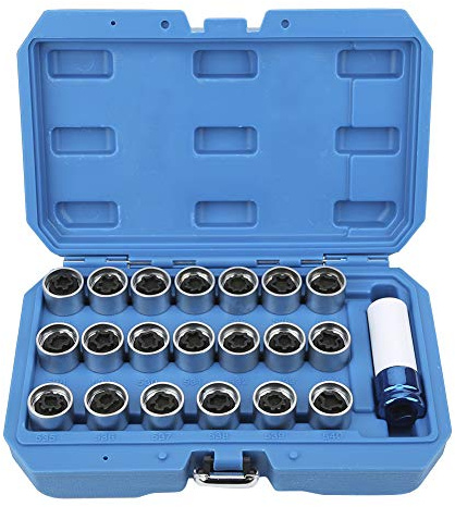 Set di chiavi per dadi di bloccaggio ruote, 21 pezzi, in lega di alta qualità, antifurto, kit di strumenti per la rimozione dei dadi delle ruote, con scatola portaoggetti, adatto