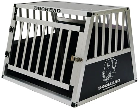 DOGHEAD Hundetransportbox Ecoline, Single 70x60x50 cm, Schwarz, Aluminium, Beidseitig Abgeschrägt 75°