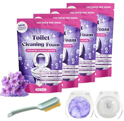 WC-Reiniger – Toilettenschaum Pulver, Toilet Cleaning Foam, Schäumender WC-Schaumreiniger für Toiletten, Ohne Aufwand (4PC-Abgesackt)