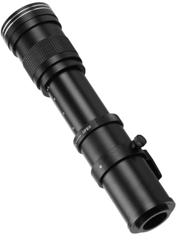 Matybobe Telezoomobjektiv Superteleobjektiv Kamera Zoomobjektiv 420-800 Mm Manuell Fokus F8.3-16 T-fäste Multi-Coated 1/4-gänga för DSLR SLR-kameror (Svart)