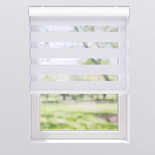 Doppelrollo Klemmfix Duo Rollo Aluminium Blende Seitenzugrollo Breite 40 bis 120 cm Länge 130 cm Tür Fenster Vorhang blickdicht lichtdurchlässig ohne Bohren Sichtschutz Sonnenschutz (60 x 130 cm)