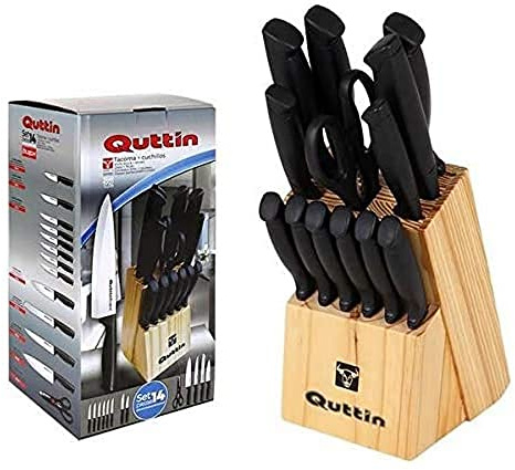 Quttin 47718 Set Tacoma y Cuchillos, Negro, 14 piezas