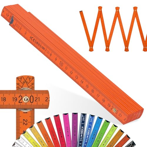 Metrie™ BL52 - Metro plegable de madera, 2 m de largo, con división dúplex, color naranja (PAN166C)