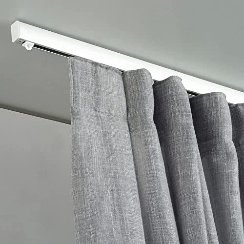 Binario per Tende Arricciate - Installazione a Soffitto e Parete - Movimento tenda manuale (NO corda) - Alluminio dim. 17x26 mm. - Completo per l’installazione (BIANCO 180 CM)
