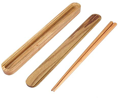 Fdit Portable Wooden Chopsticks Japanese Style Chopsticks with Pull-Out Wood Color Chopsticks Box Case Tableware Dinnerware(# 2)