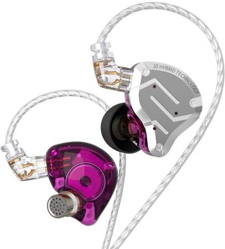 Yinyoo KZ ZS10 Pro In-Ear Monitor 1DD+4BA Hybrid Treiber Kopfhörer, kabelgebundene KZ IEM mit Metallgehäuse, HiFi Gaming Ohrhörer mit 2 Pin abnehmbares 3,5mm OFC-Kabel
