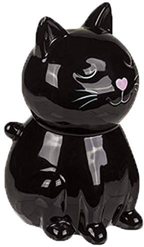 CBK-MS. Spardose Katzen Figur Keramik schwarz mit Schloß Kätzchen Geschenk Sparschwein
