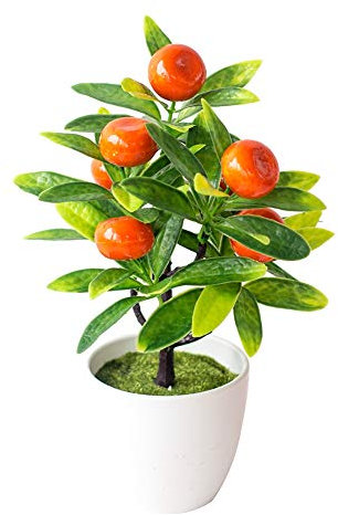 GREENLANS Artificial Fruit Tree, 1Pc Fake Plant for Office, Small Artificial Faux Greenery for House Decorations Orange