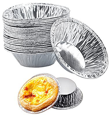 250 stampi usa e getta per uova e crostate in alluminio argentato, mini teglie per torte e torte, cupcake, biscotti, forma circolare, per torte