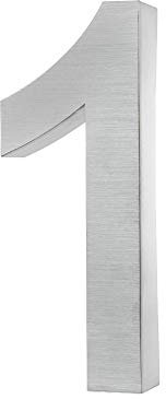 Hausnummer aus gebürstetem Edelstahl V2A im 3D-Design Rostfrei und Wetterfest inkl. Montagematerial - Hausnummer Höhe 20 cm/Tiefe 3 cm schönes 3D Design (1)