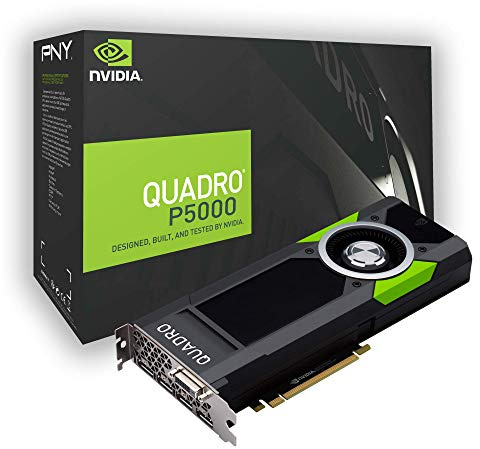 PNY Quadro P5000 Carte graphique professionnelle 16GB GDDR5 PCI Express 3.0 x16, double slot, 4x Port display, 1x DVI-I DL, 5K Support, Ventilateur actif ultra-silencieux (Reconditionné)