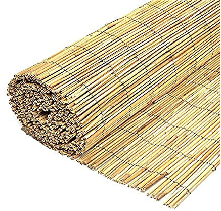 HMWD Natural Peeled Reed Screening Roll Garden Sunscreen Privacy Fence 4m Wide Panels Patio/Balcony/Outdoor Space Protective Screen - Available in 4 Sizes (1.5m x 4m)
