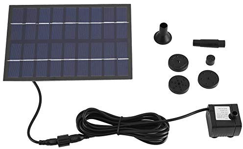 Redxiao Pompa Solare Pannello Solare Pompa dell'Acqua, Basso consumo energetico Pompa Solare Nera per laghetto 9V, 1,8W per Piscina