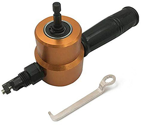Grignoteuse Métal Perceuse Nibbler Coupe Métal Coupeur Grignoteur Double Tête 360° Perceuse Attachement Outil avec Poinçon pour l'entretien des Réparations Automobiles or