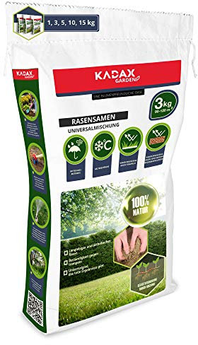 KADAX semilla de césped, 120 m², semilla de césped, césped universal, mezcla de césped, semilla de césped, semilla, mezcla de semillas de césped, semilla para un césped robusto y estético (3 kg)