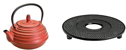 Ibili 620407 - Tetera Hierro Fundido Ceylan 0,70 Lt + 621000 - Reposateteras Plano