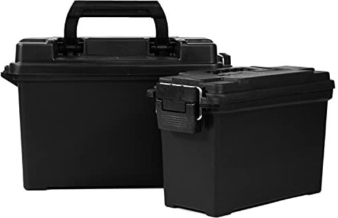 GUGULUZA Munitionsbox Munitionskiste Kunststoff Schwarz für Pistole Gewehr Schrotflinte Patronen Munition Behälter, Combo 2er Pack