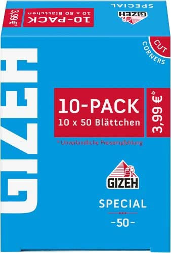 GIZEH Special Blau - Kurzes Papier - 100 Heftchen a 50 Blättchen - Zellulose