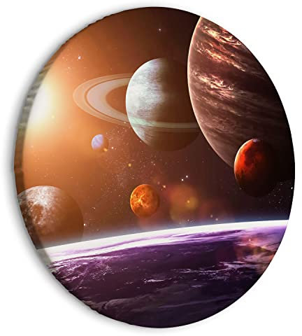 murando - runde Bilder Sonnensystem 80x80 cm Leinwandbild 1 tlg Kunstdruck modern Wandbilder XXL Wanddekoration Design Wand Bild Himmel Planet Kosmos Universum c-B-10006-bc-a