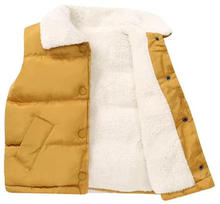 Mud Kingdom Little Boys Sherpa Fleece Vest Jacket Snap Button Warm Winter Yellow Size 7-8