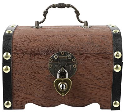 BESPORTBLE Holzsparschwein Mit Schloss Aufbewahrungstruhe Für Junge Mädchen Vintage Schatzkiste Aus Holz Dekorative Aufbewahrungsbox Für Münzen Und Geld