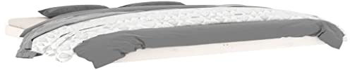 vidaXL Massivholzbett Doppelbett Bettgestell Bett Holzbett Bettrahmen Lattenrost Schlafzimmerbett Schlafzimmermöbel Weiß 200x200cm Kiefer