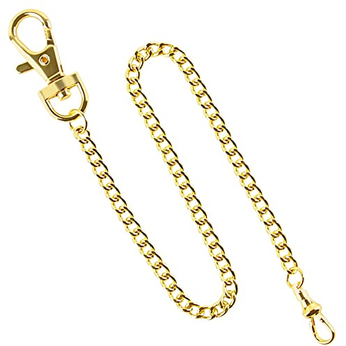 Realpoo 1 PCS Gold Round Buckle Shape Pocket Watch Chain Bracelet, Vintage Metal Alloy Pocket Watch Chain for Men/Ladies-Gold