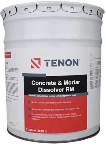 Tenon Concrete & Mortar Dissolver RM - Remove Concrete, Cement, Mortar, Grout, Stucco, and Masonry from Equipment, Mixers,and Machinery, Commercial, Heavy-Duty (5 Gallon)