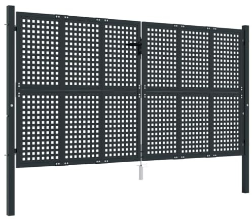 vidaXL Garden Gate in Anthracite - Durable Steel, Lockable Design, Sized 300x175 cm, Assembly Required