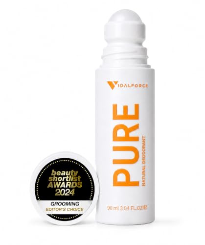 PURE Desodorante Mujer Sin Aluminio I Fragancia Sofisticada I XXL 90ml Desodorante Natural Sin Quimicos en Roll-on 100% Natural y 71% BIO con 100/100 en Yuka I Desodorante Sin Aluminio Ni Parabenos