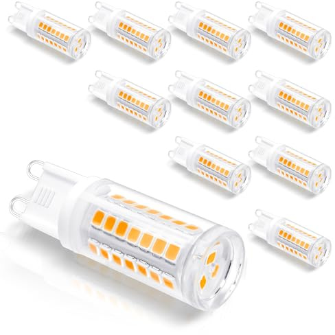 Eastiya G9 LED-Leuchtmittel Warmweiße Farbe, 5W G9 Glühbirne 3000K, Entspricht 40W-50W G9 Halogenlampen, 500LM AC220-240V, Nicht Dimmbar, Energiesparlampe für Kronleuchter, Kristall-Lampe, 10 Stück