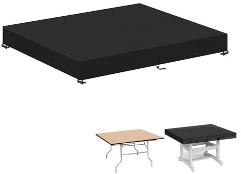 LAMUNI Housse de Table de Jardin Rectangulaire Housses Imperméable pour Mobilier de Jardin, Anti-UV Couverture de Table Basse Extérieur Housse de Protection Bâche de Table, 140x90x15cm