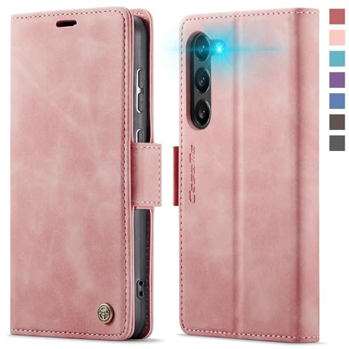 XYGLOW Handyhülle für Samsung Galaxy S23 5G Hülle Klappbar Premium PU Lederhülle Klapphülle【RFID Schutz】 Kartenfach Standfunktion Schutzhülle für Samsung S23 5G Flip Case Wallet Tasche Cover, Rosa