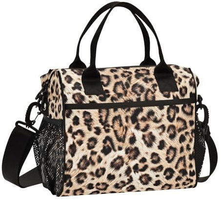 HMZXZ Tier Leopard Muster Lunchtasche Lunchbox für Reisen Picknick Wandern,Leopard Drucken Isoliert Kühltasche lunchbag Behältertasche für Frauen und Männer Erwachsene