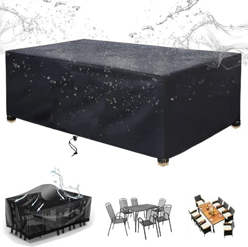Tischabdeckung Outdoor Wetterfest Abdeckung Für Gartenmöbel 220x95x75cm Anti-Uv 600d Heavy Duty Winddicht Schutzhülle Gartenmöbel Abdeckhaube Gartenmöbel Rechteckig/Quadratisch Lounge Abdeckung