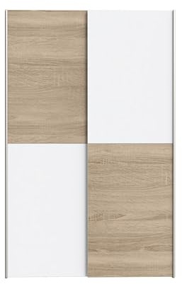 AVANTI TRENDSTORE - Dairago Schmaler Kleiderschrank mit 2 Schiebetüren mit 6 Einlegeböden aus laminiertem Holz Geeignet für den Eingangsbereich bietet viel Stauraum Maße LAP ca. 120x191x42 cm